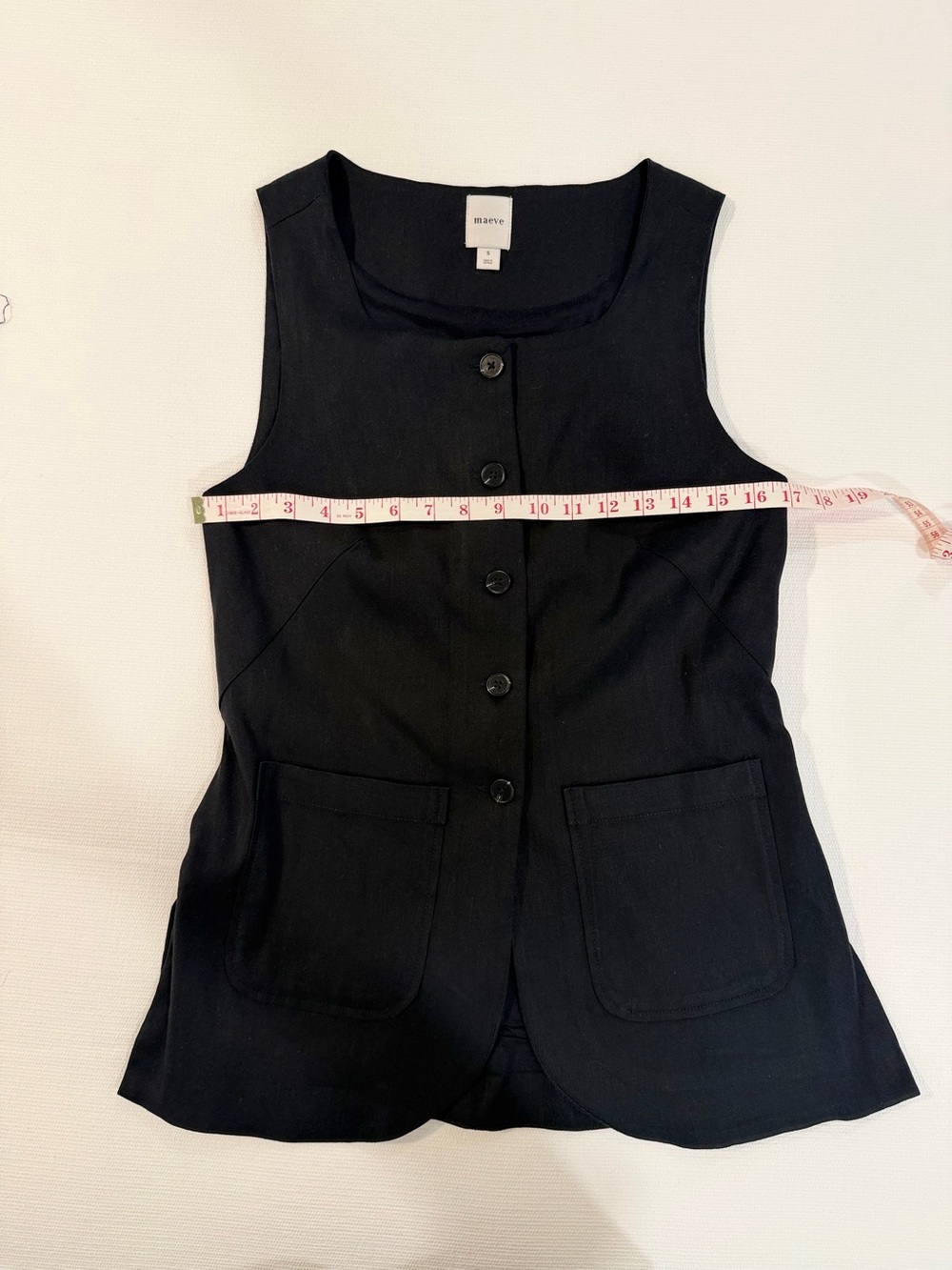 Maeve Classic Black Button-Front Sleeveless Women's Vest Top size Small - Picture 13 of 14